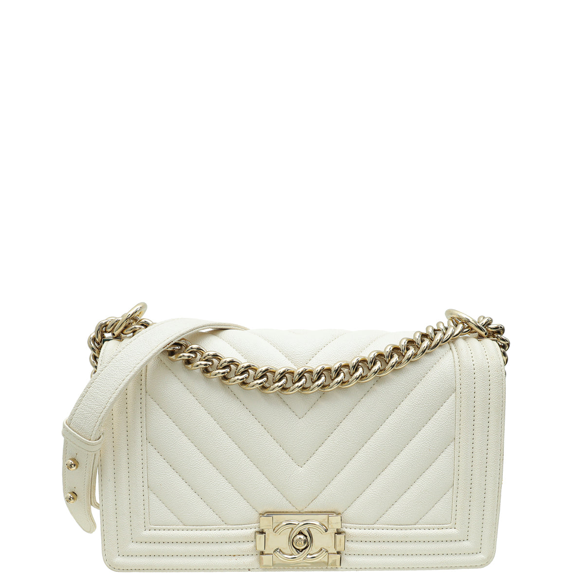 Chanel White Le Boy Medium Shoulder Bag-Chanel-THE CLOSET