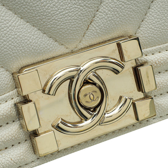 Chanel White Le Boy Medium Shoulder Bag