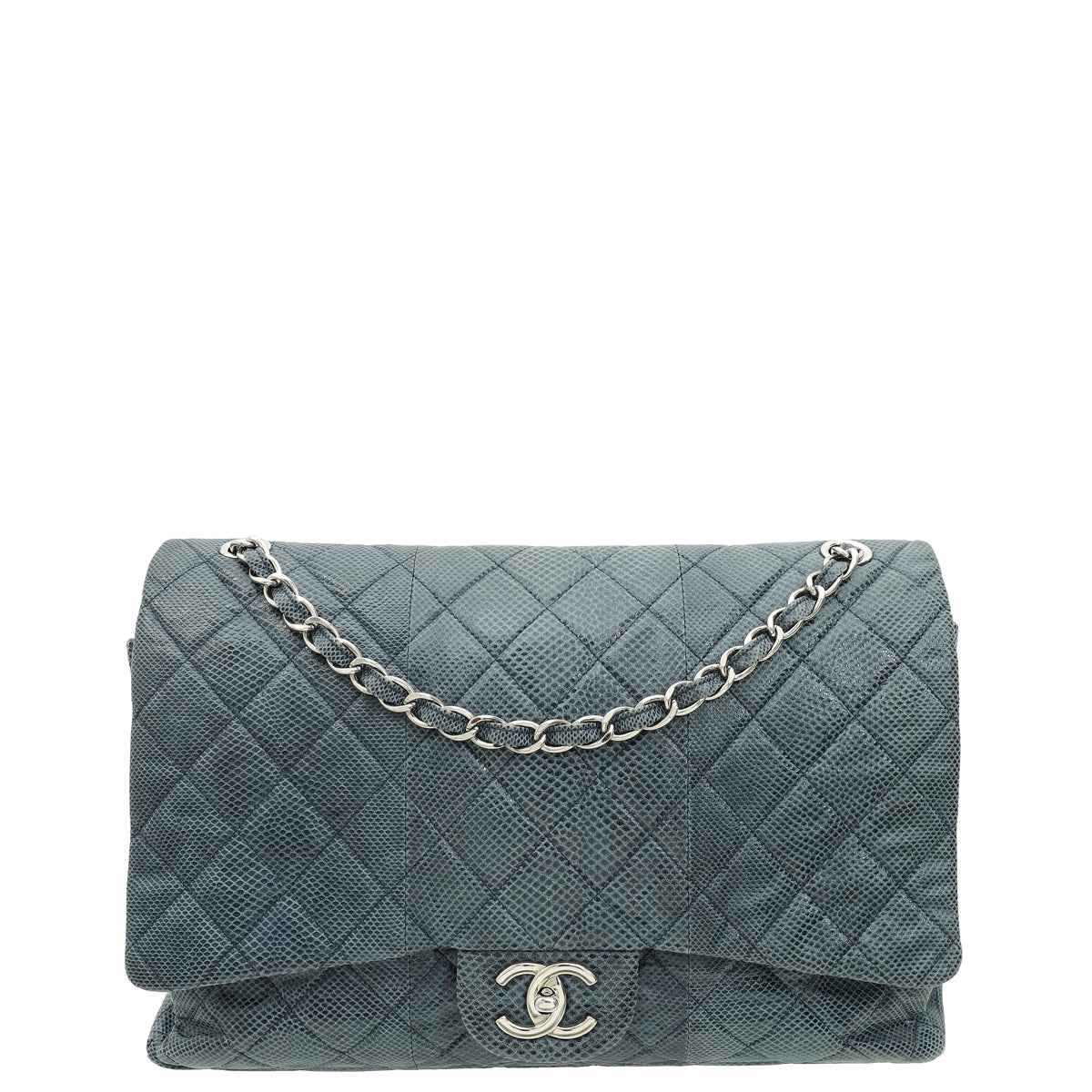 Chanel Blue Lizard Classic Double Flap Bag