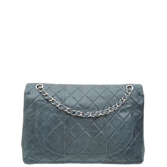 Chanel Blue Lizard Classic Double Flap Bag