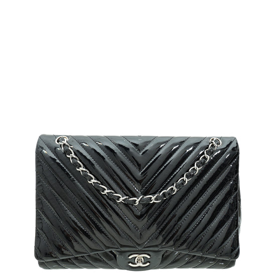 Chanel Black Chevron Maxi Single Flap Bag