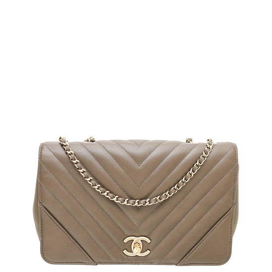 Chanel Brown Chevron Statement Flap Bag – The Closet