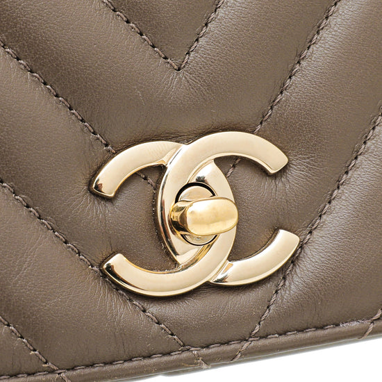 Chanel Brown Chevron Statement Flap Bag