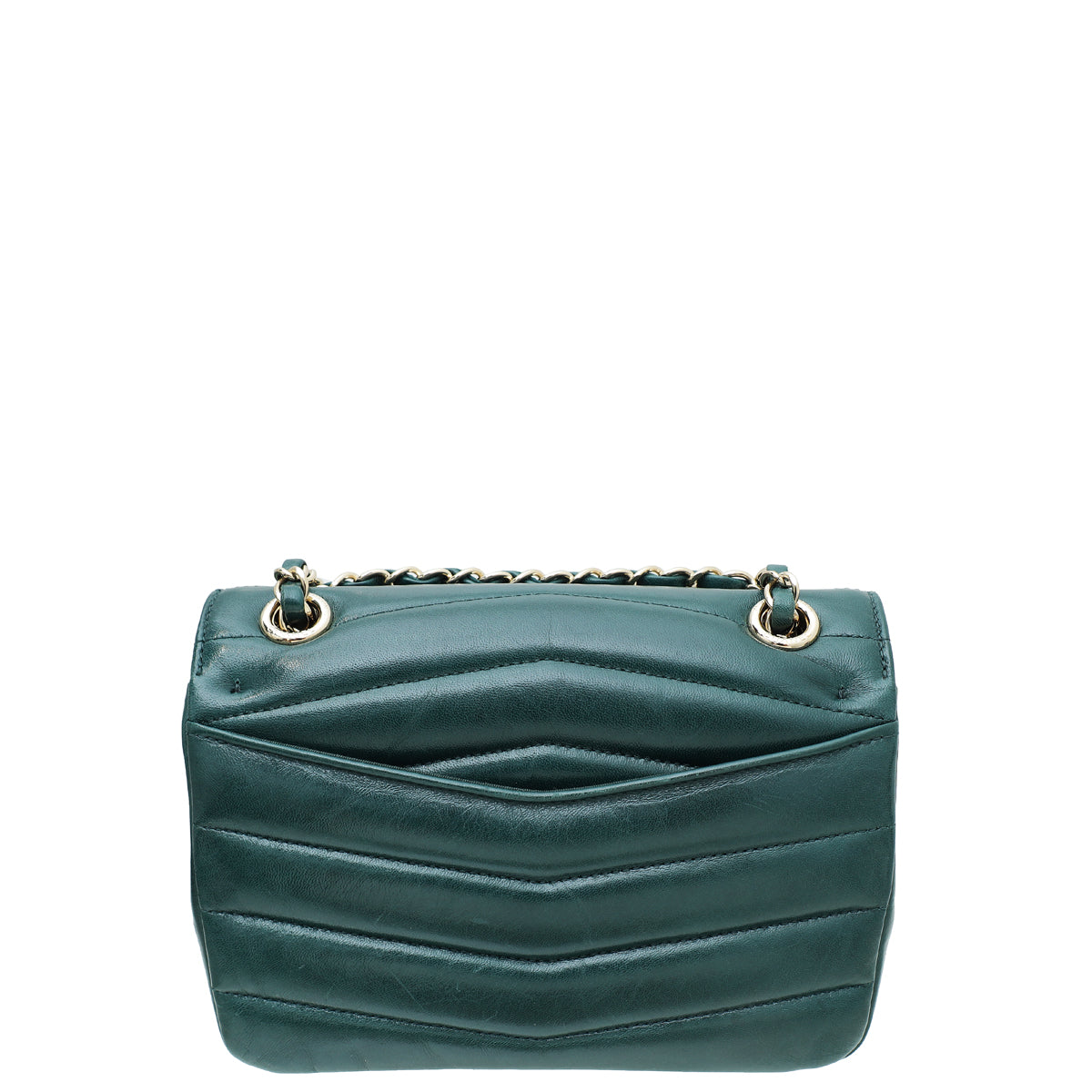 Chanel Forest Green Double Chevron Flap Bag-Chanel-THE CLOSET