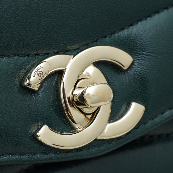 Chanel Forest Green Double Chevron Flap Bag