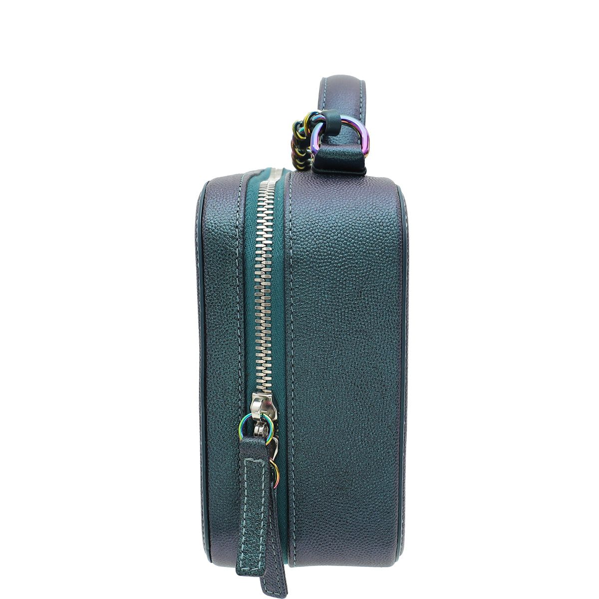 Chanel Metallic Teal Blue CC Filigree Medium Vanity Case