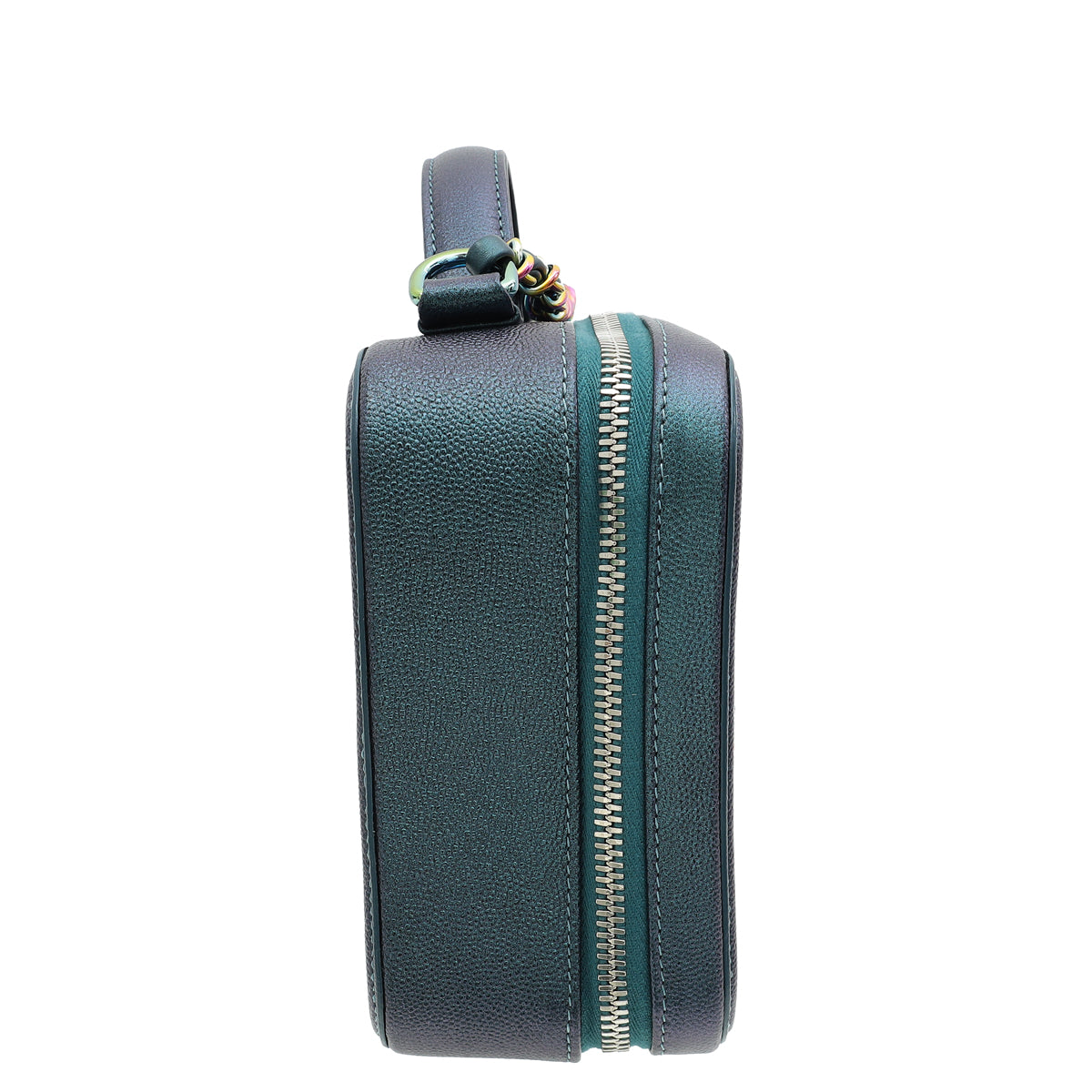 Chanel Metallic Teal Blue CC Filigree Medium Vanity Case