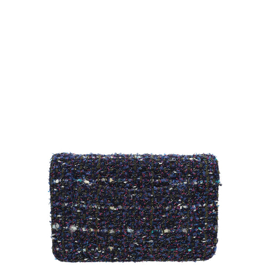 Chanel Navy Blue CC Classic Tweed Charms Wallet On Chain