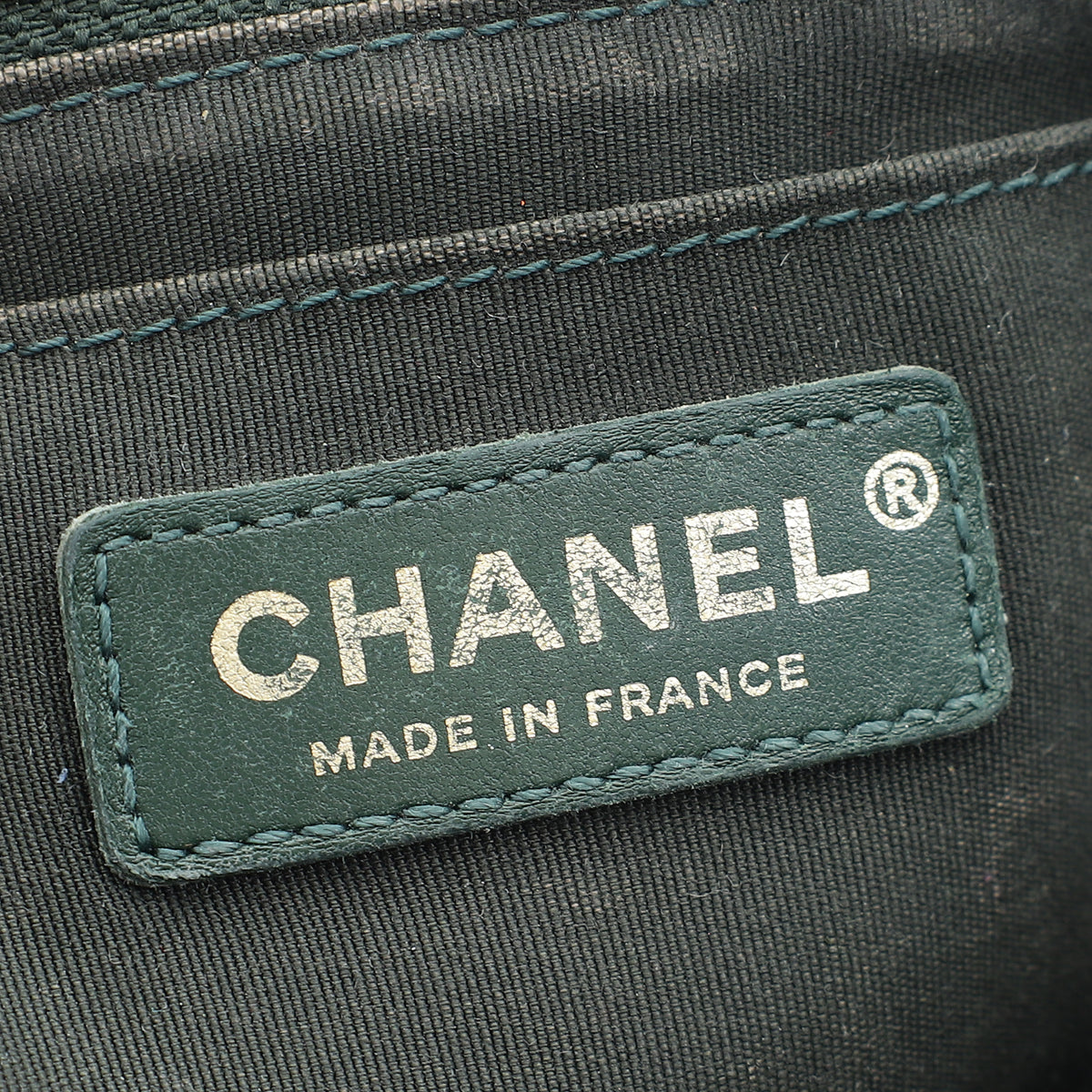 Chanel Dark Green CC Chevron Top Handle Bag