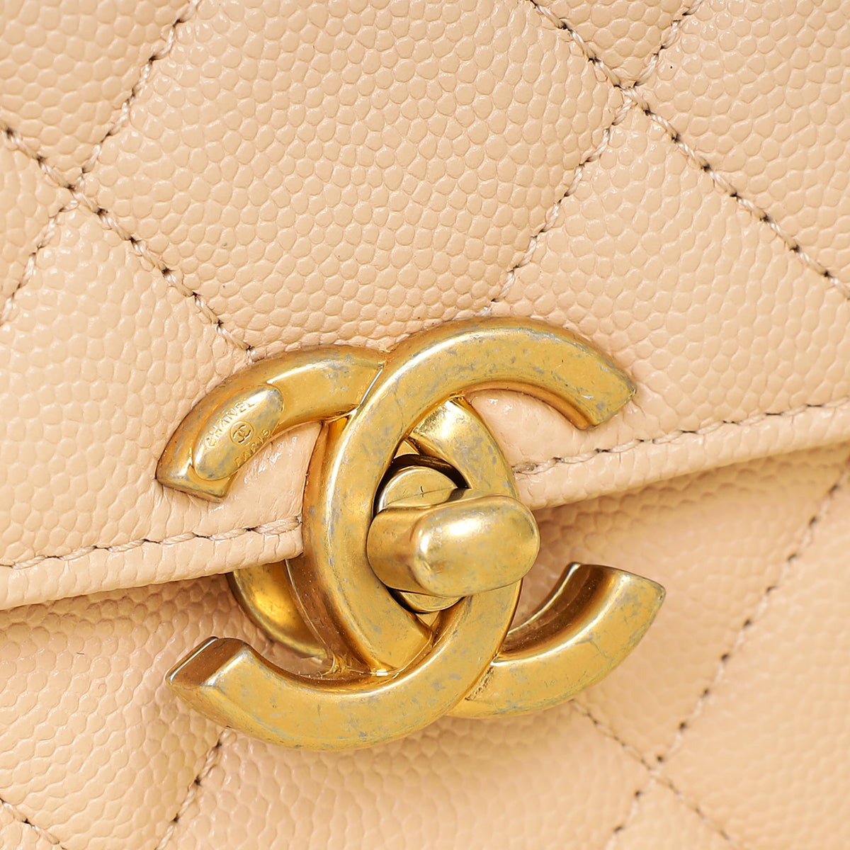 Chanel Light Peach CC Carry Me Top Handle Flap Bag