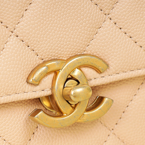 Chanel Light Peach CC Carry Me Top Handle Flap Bag