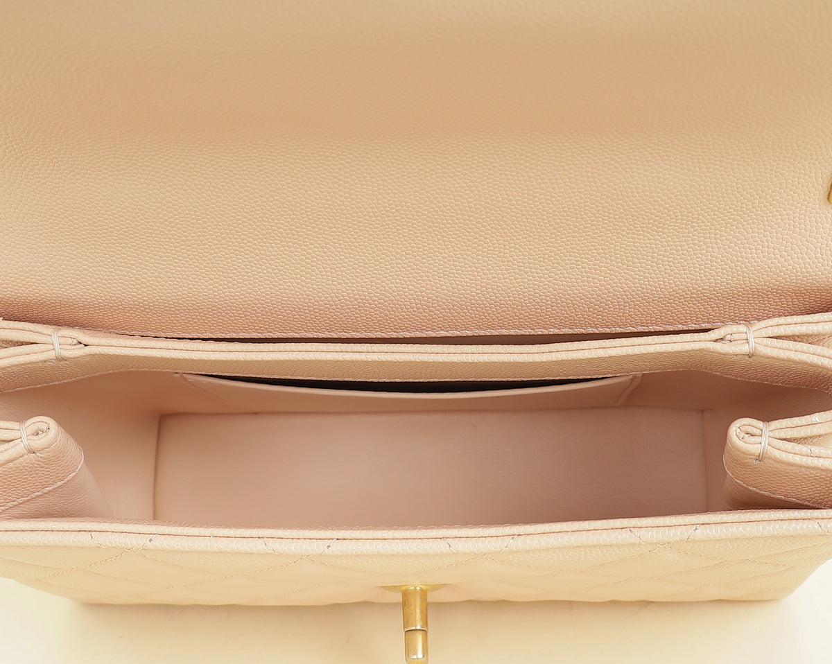 Chanel Light Peach CC Carry Me Top Handle Flap Bag