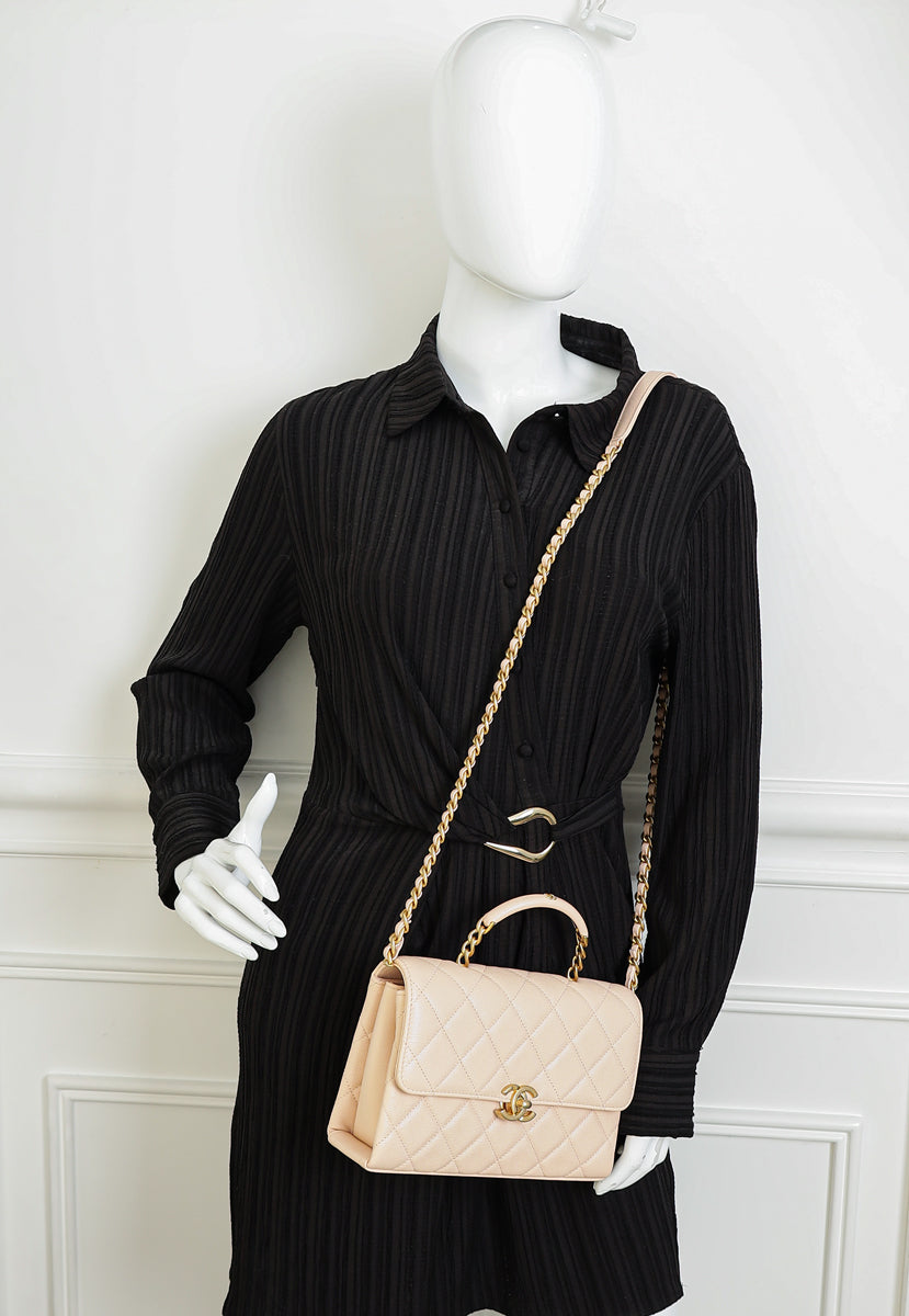 Chanel Light Peach CC Carry Me Top Handle Flap Bag