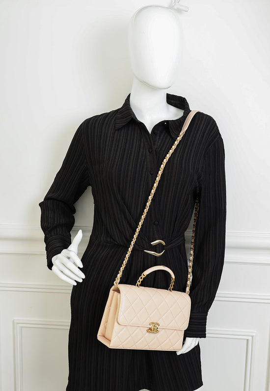 Chanel Light Peach CC Carry Me Top Handle Flap Bag