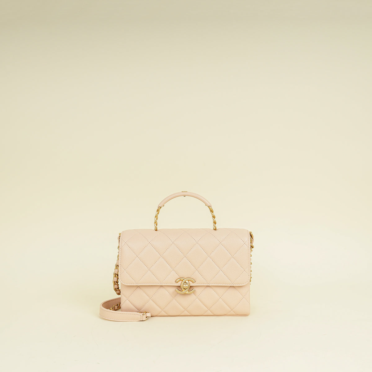 Chanel Light Peach CC Carry Me Top Handle Flap Bag