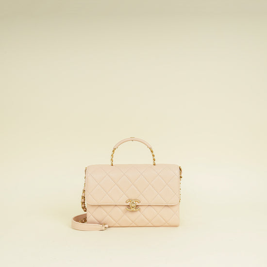 Chanel Light Peach CC Carry Me Top Handle Flap Bag