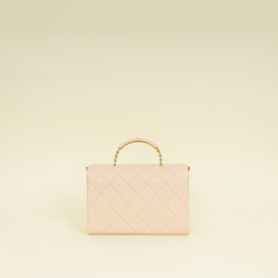 Chanel Light Peach CC Carry Me Top Handle Flap Bag