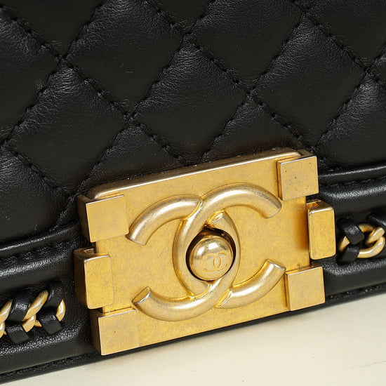 Chanel Black Le Boy Top Handle Medium Chain Bag