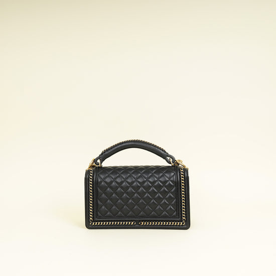 Chanel Black Le Boy Top Handle Medium Chain Bag