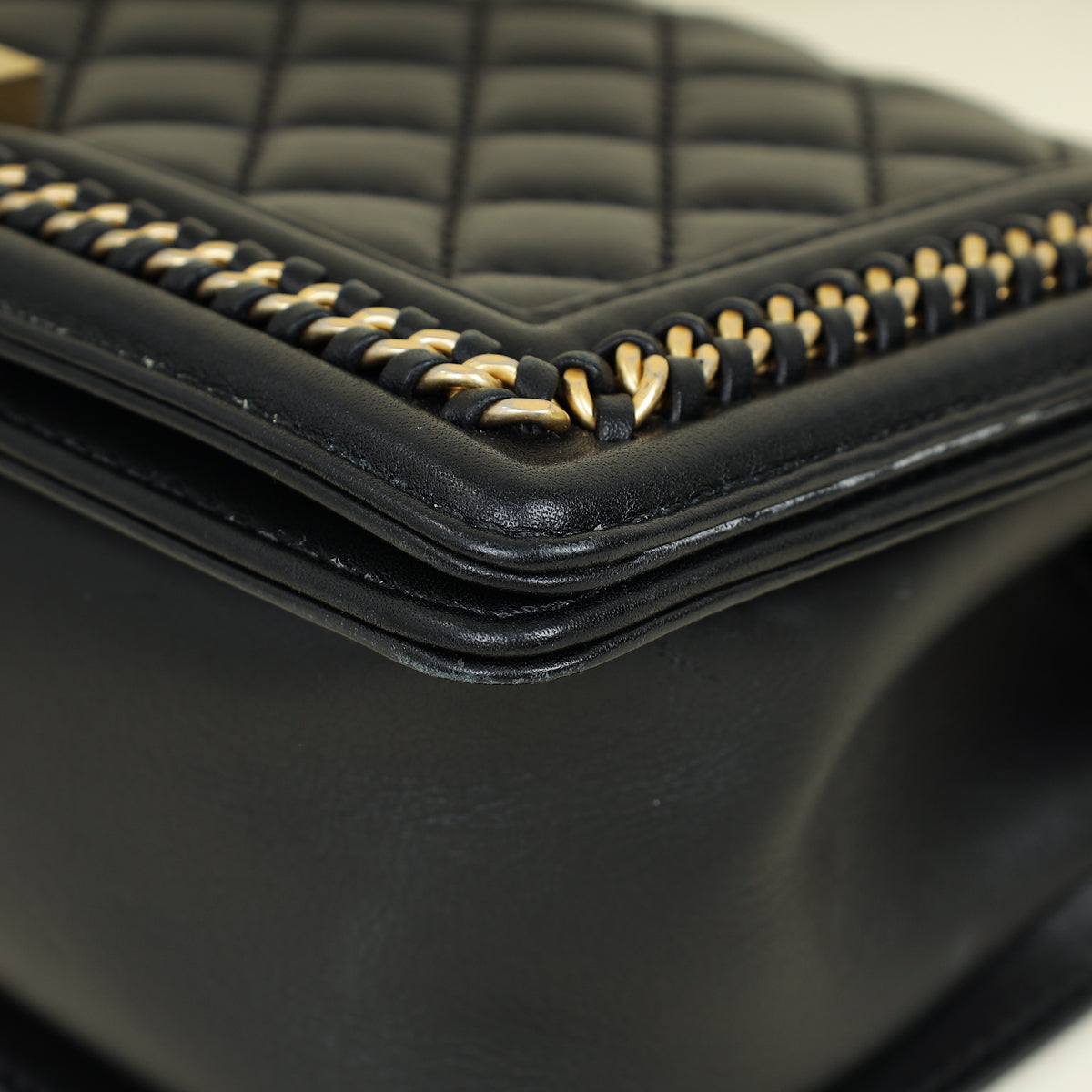 Chanel Black Le Boy Top Handle Medium Chain Bag