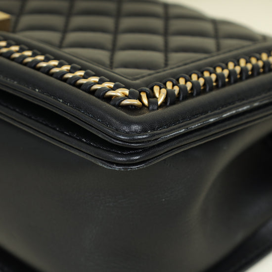 Chanel Black Le Boy Top Handle Medium Chain Bag