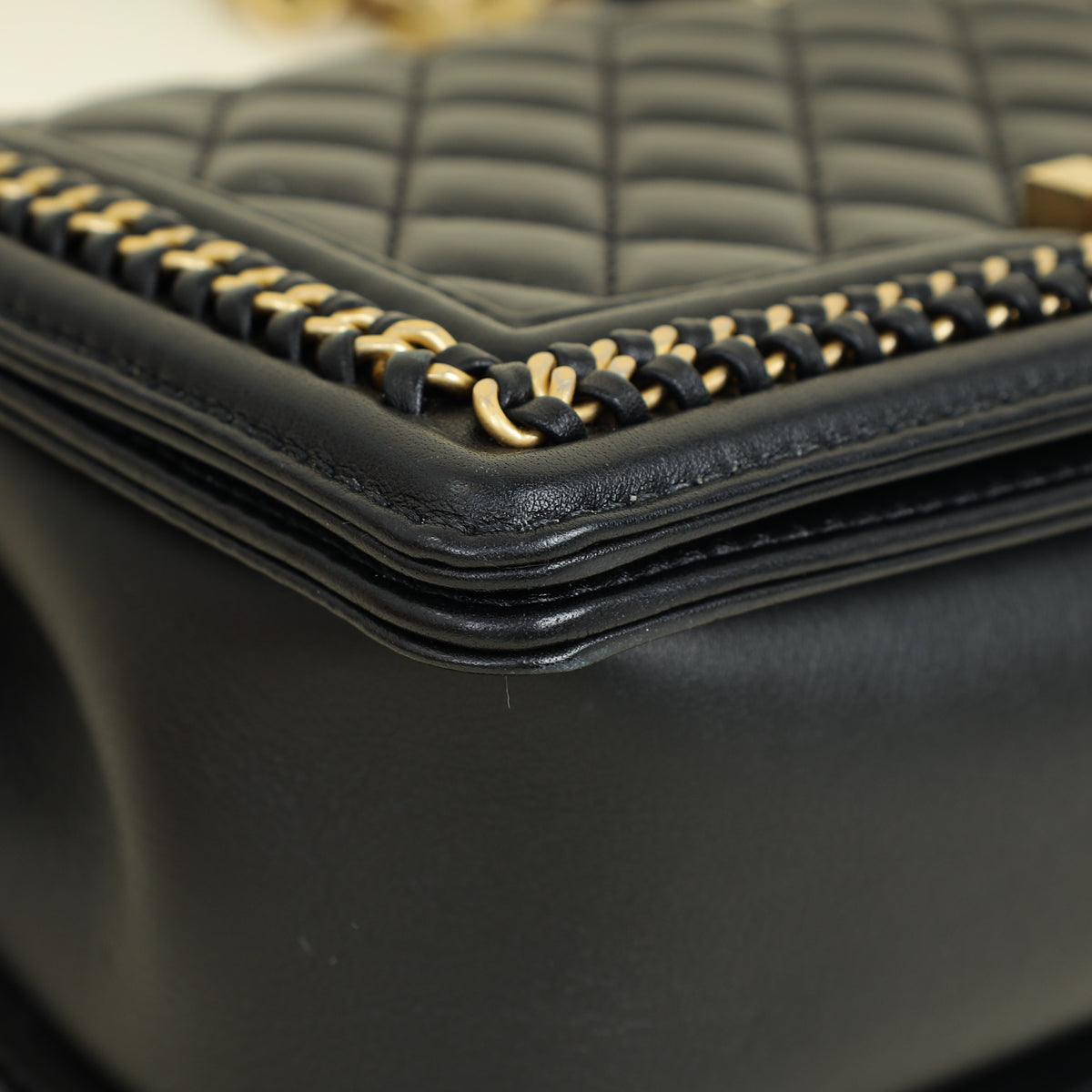 Chanel Black Le Boy Top Handle Medium Chain Bag