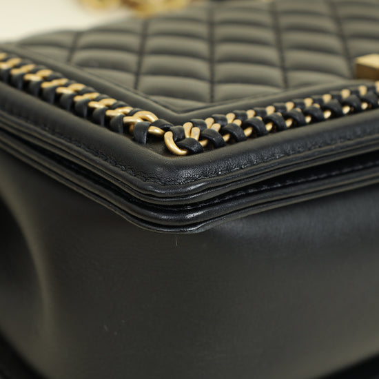 Chanel Black Le Boy Top Handle Medium Chain Bag