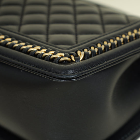 Chanel Black Le Boy Top Handle Medium Chain Bag