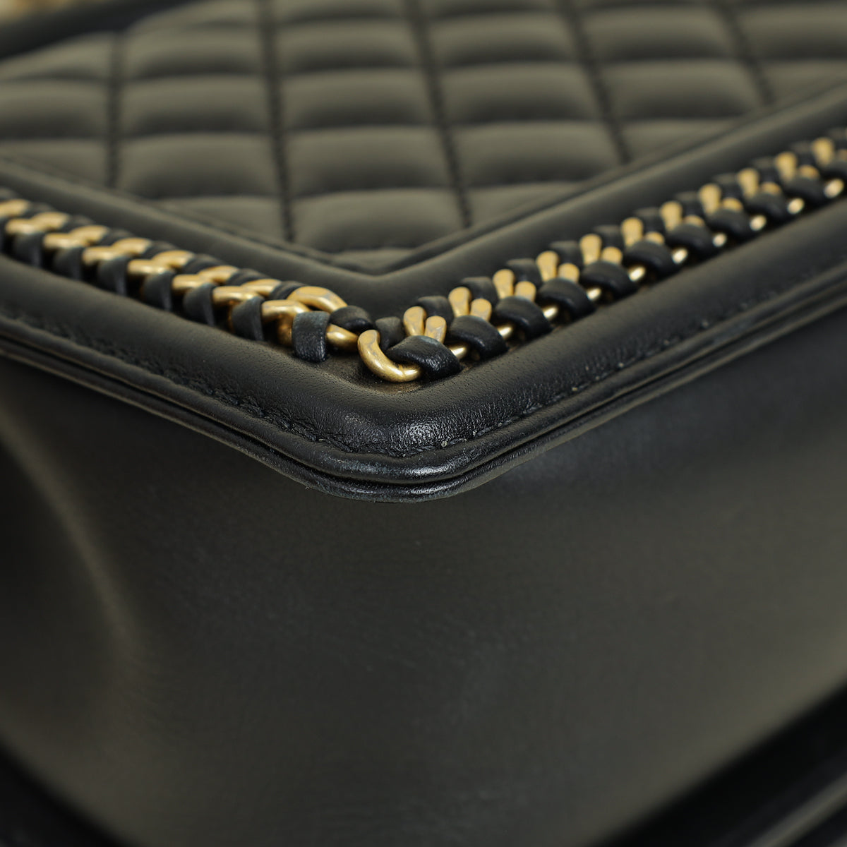 Chanel Black Le Boy Top Handle Medium Chain Bag