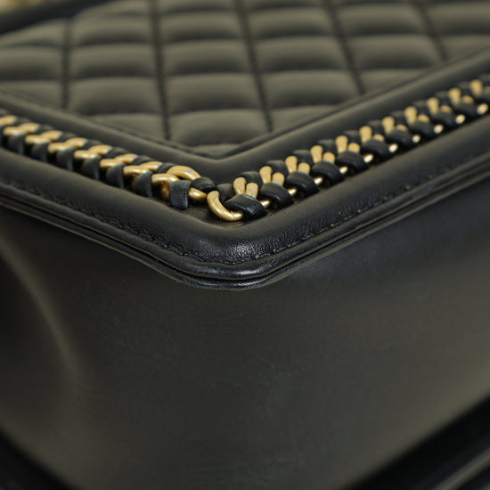 Chanel Black Le Boy Top Handle Medium Chain Bag