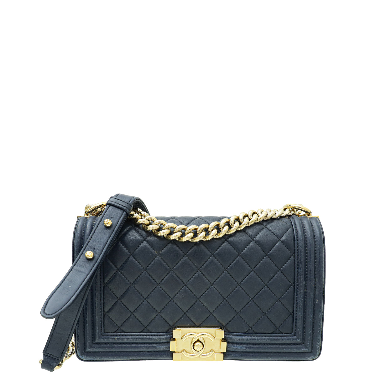 Chanel Navy Blue Le Boy Medium Flap Bag-Chanel-THE CLOSET