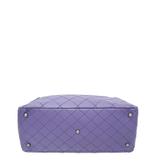 Chanel Purple CC Pocket Tote Quilted Medium Bag