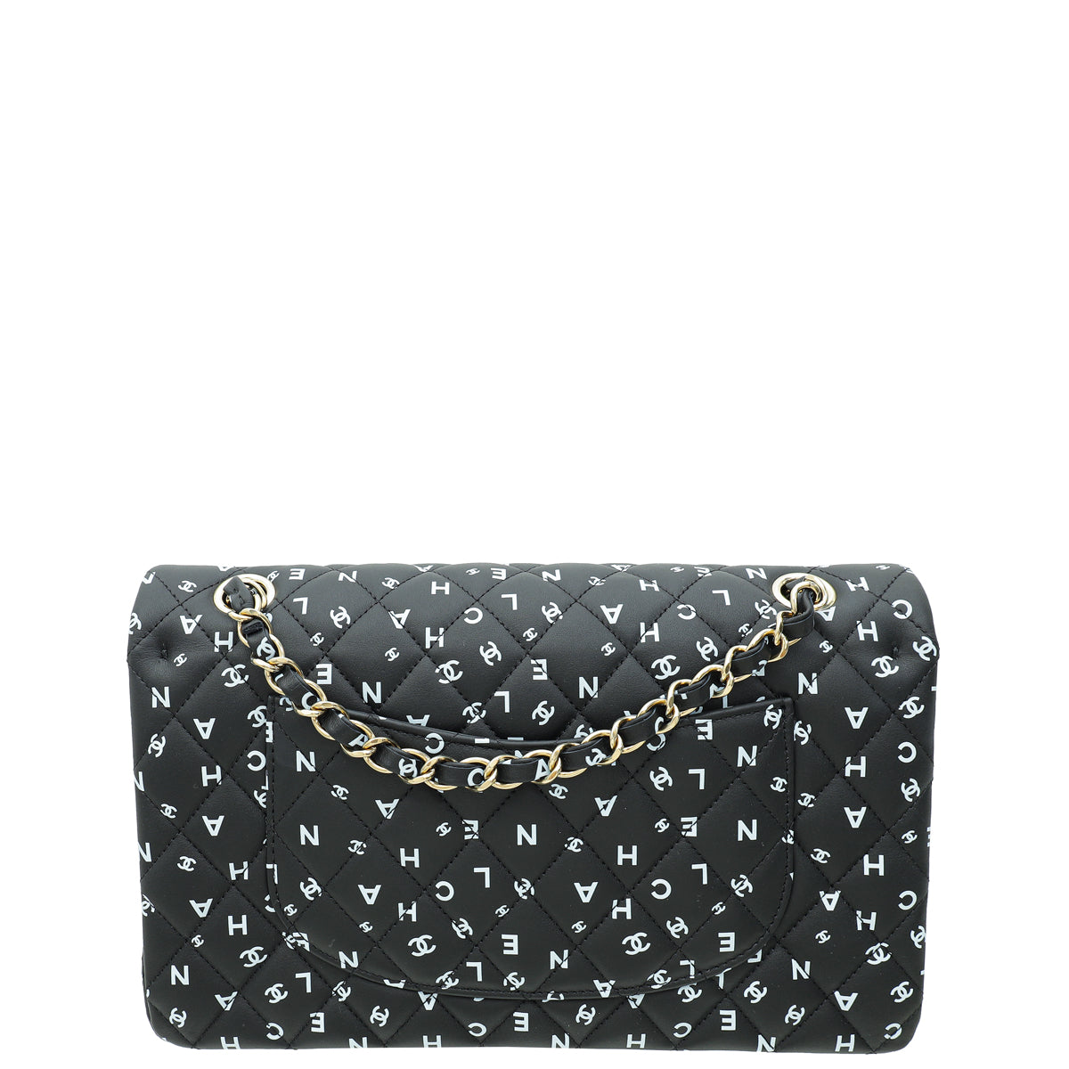 Chanel Black CC Classic 11.12 Letters Print Double Flap Medium Bag-Chanel-THE CLOSET