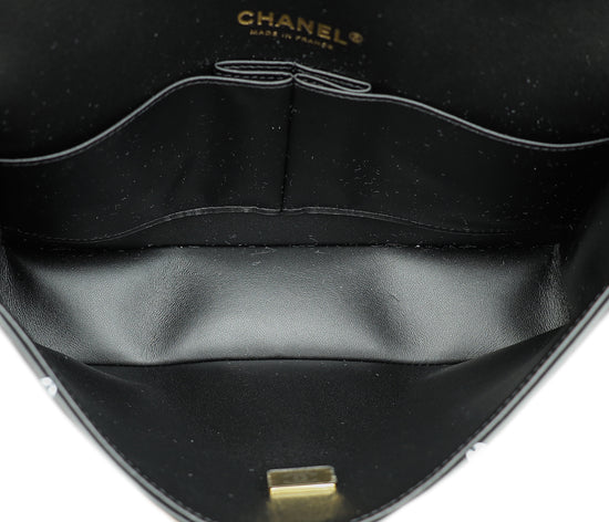 Chanel Black CC Classic 11.12 Letters Print Double Flap Medium Bag