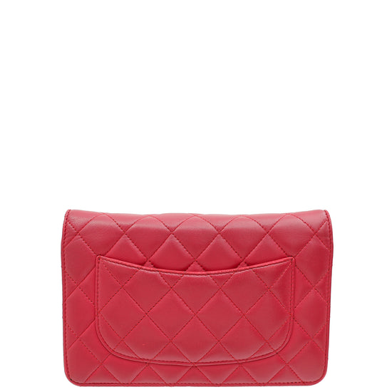 Chanel Red CC Classic Wallet on Chain
