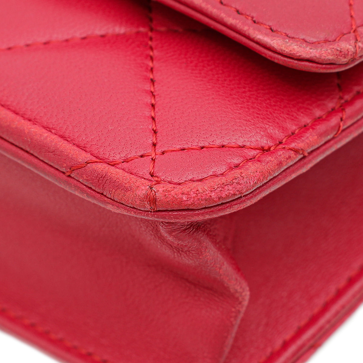 Chanel Red CC Classic Wallet on Chain