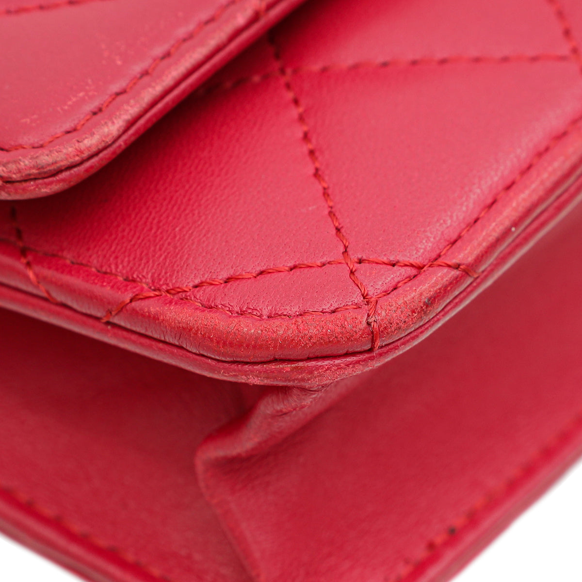 Chanel Red CC Classic Wallet on Chain