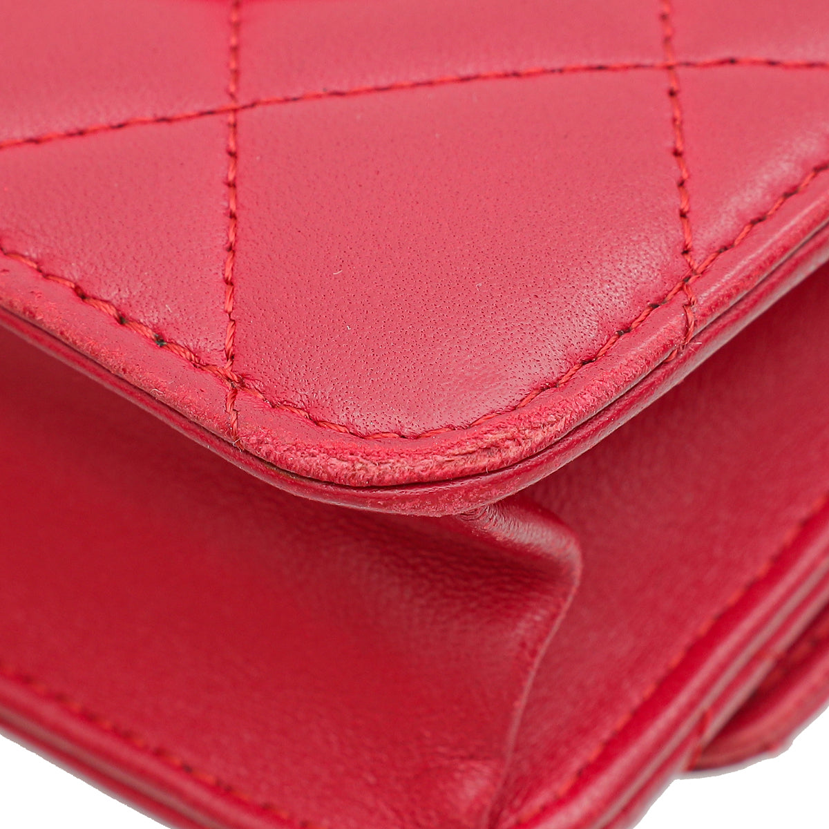 Chanel Red CC Classic Wallet on Chain