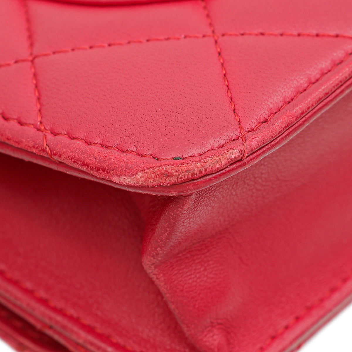 Chanel Red CC Classic Wallet on Chain
