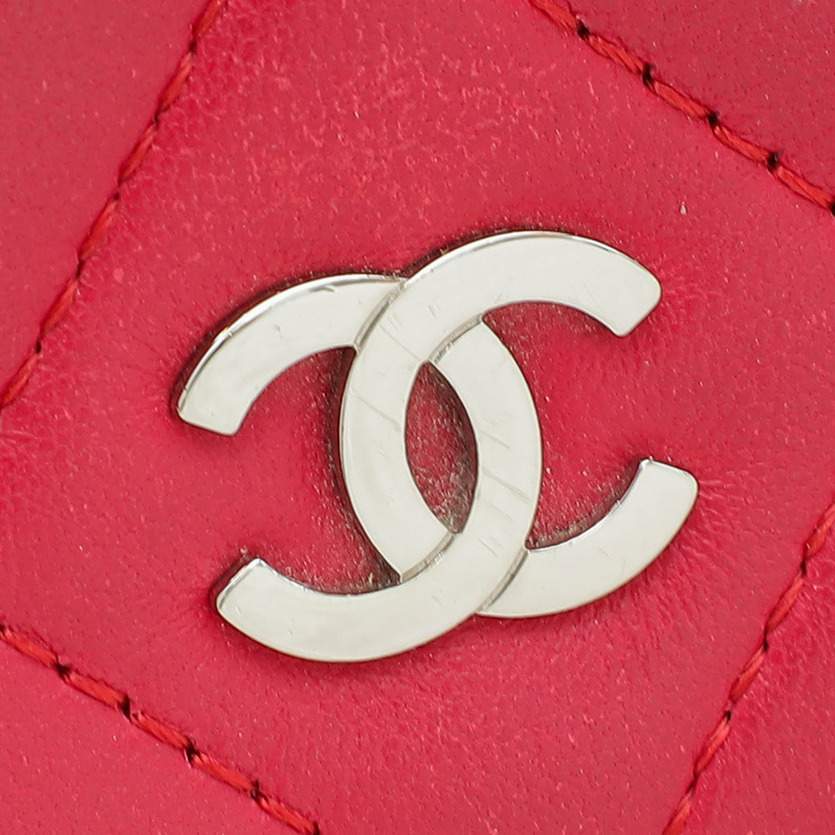 Chanel Red CC Classic Wallet on Chain