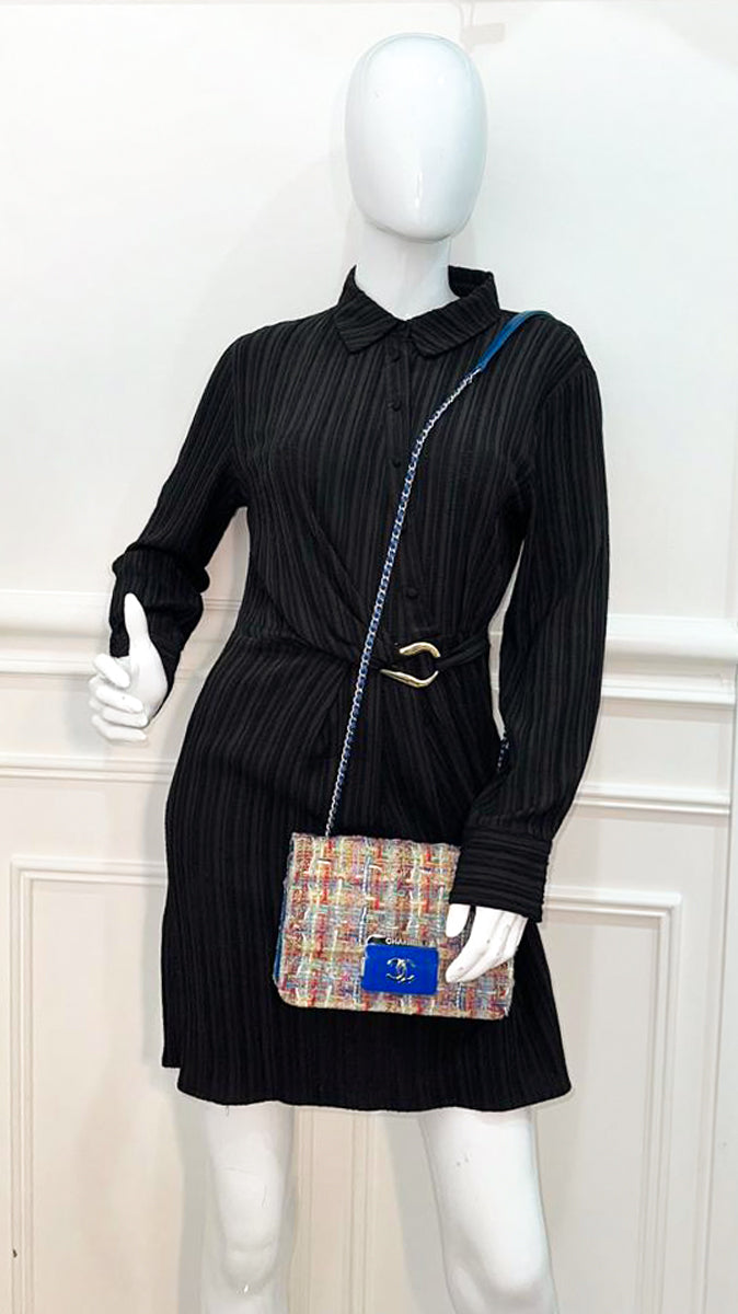 Chanel Blue Multicolor CC Beauty Lock Tweed Flap Bag