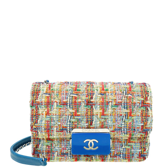 Chanel Blue Multicolor CC Beauty Lock Tweed Flap Bag