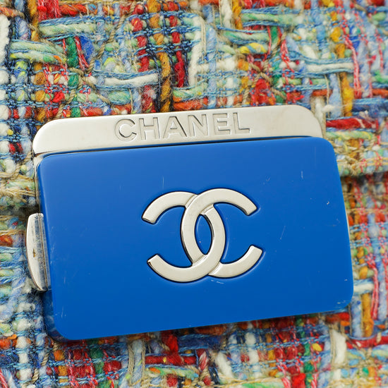 Chanel Blue Multicolor CC Beauty Lock Tweed Flap Bag