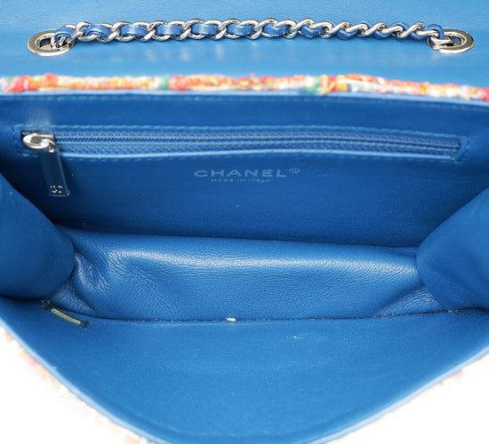 Chanel Blue Multicolor CC Beauty Lock Tweed Flap Bag