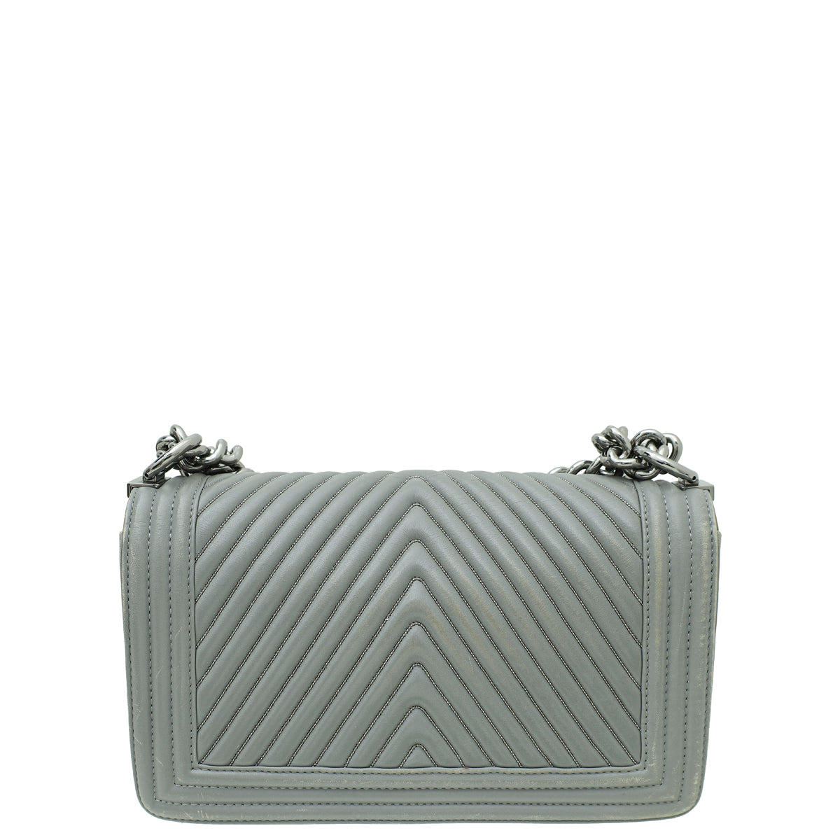 Chanel Grey Le Boy Chevron Beads Flap Medium Bag