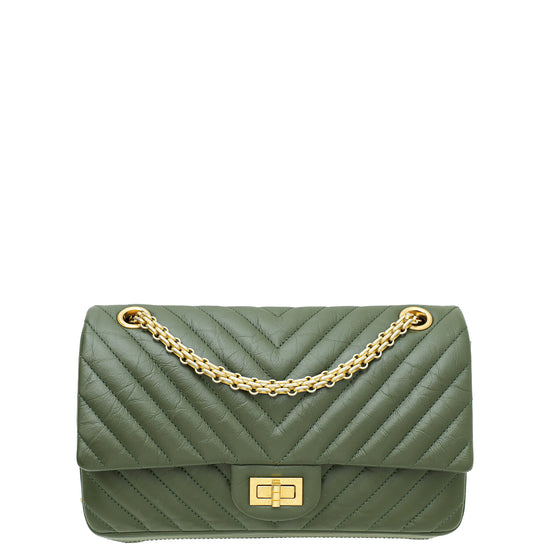 Chanel Olive Green 2.55 Reissue Chevron Double Flap 225 Medium Bag