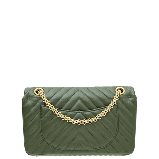 Chanel Olive Green 2.55 Reissue Chevron Double Flap 225 Medium Bag