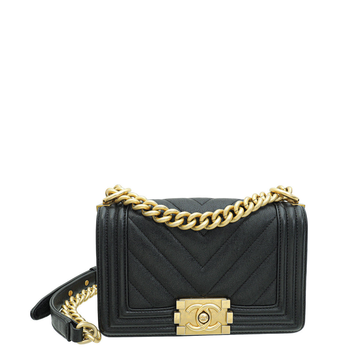 Chanel Black Chevron Le Boy Small Shoulder Bag-Chanel-THE CLOSET
