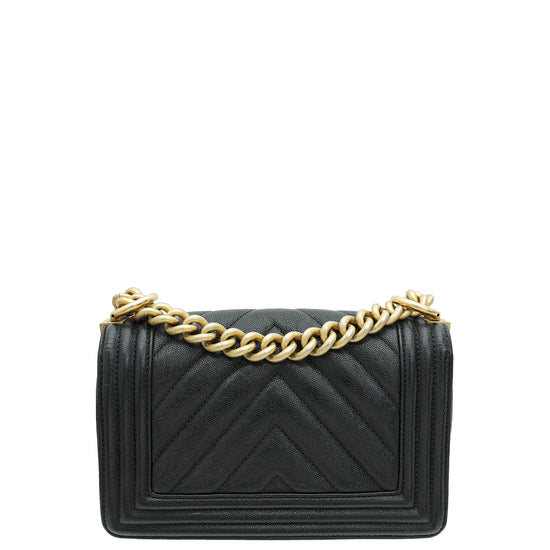 Chanel Black Chevron Le Boy Small Shoulder Bag