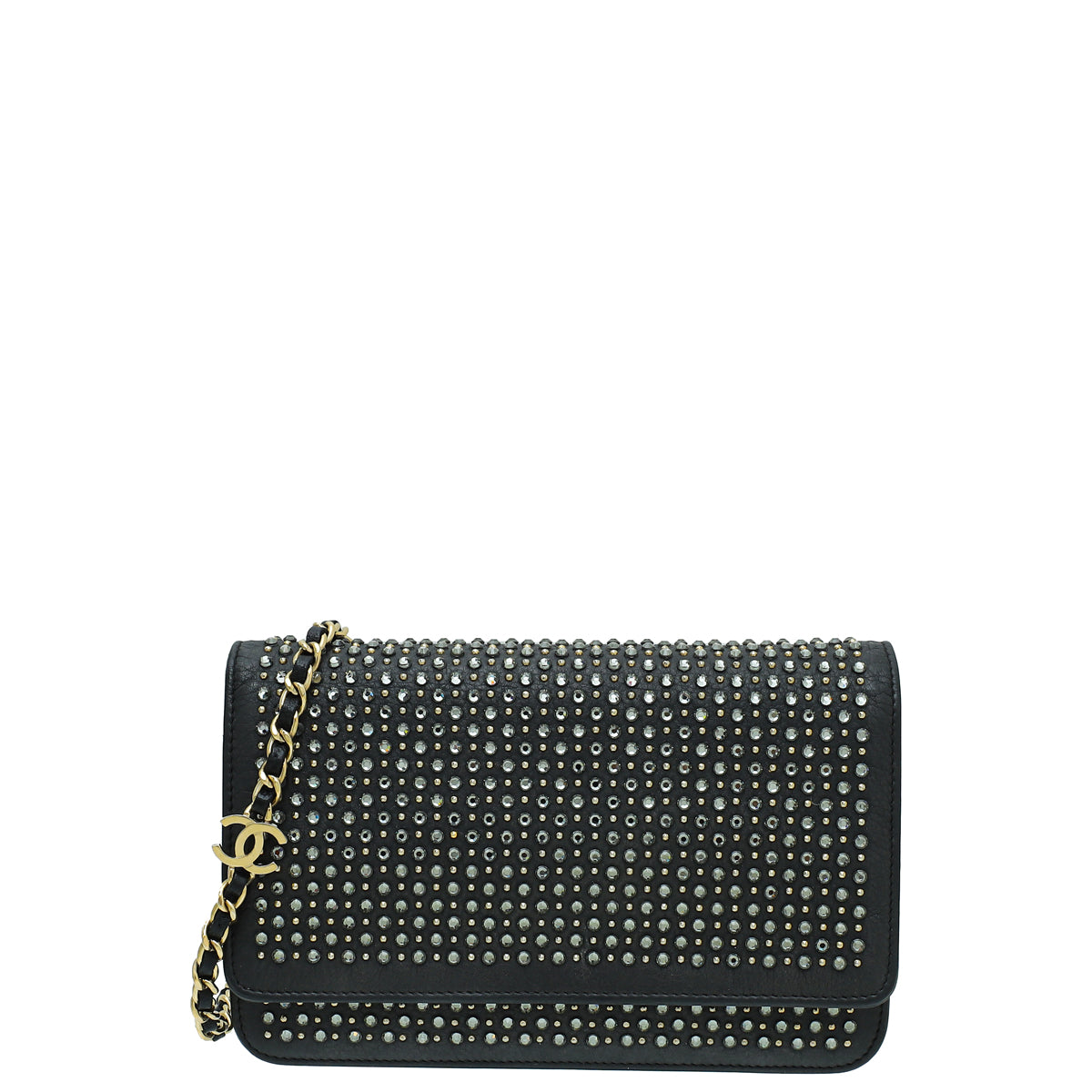 Chanel Black CC Crystal Embellished Wallet On Chain-Chanel-THE CLOSET